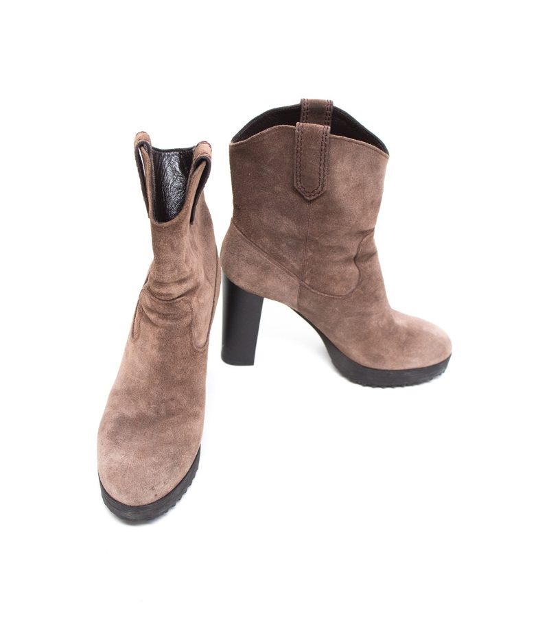 HOGAN Damen Stiefeletten Boots High Heels Gr. DE 38 Braun Leder – Foto 1
