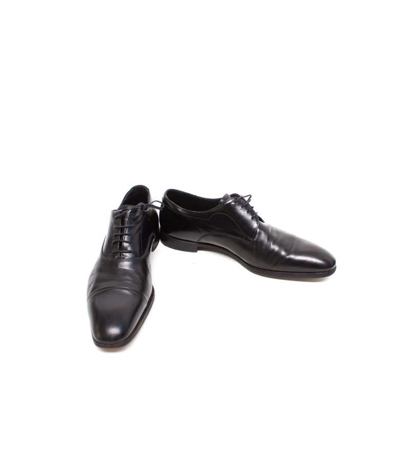 PRADA Herren Schuhe Gr. EU 39 UK 5,5 Schnürschuhe Schwarz Leder – Foto 1