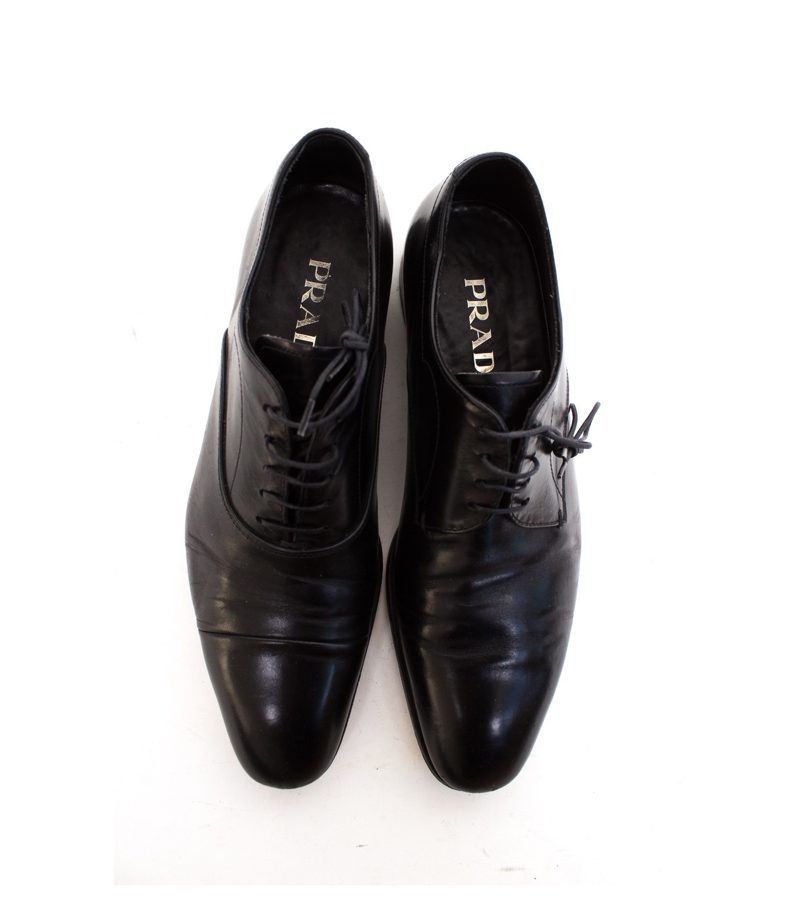 PRADA Herren Schuhe Gr. EU 39 UK 5,5 Schnürschuhe Schwarz Leder – Foto 4