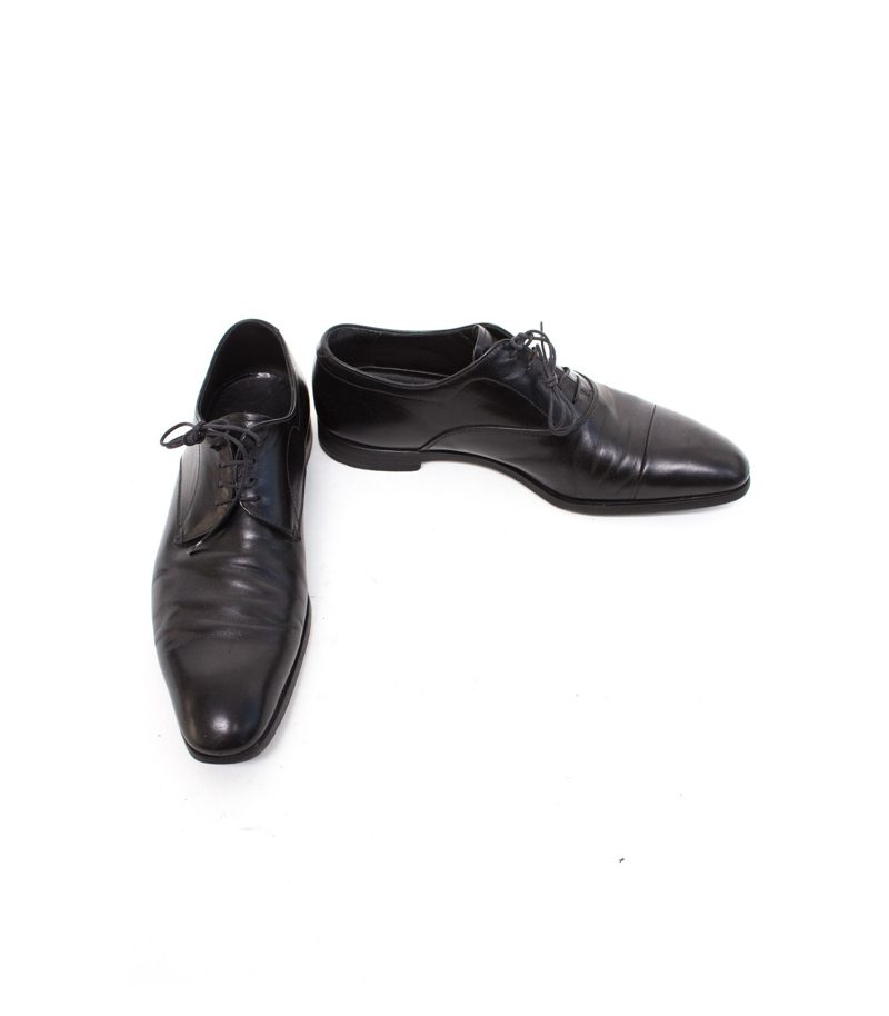 PRADA Herren Schuhe Gr. EU 39 UK 5,5 Schnürschuhe Schwarz Leder – Foto 1