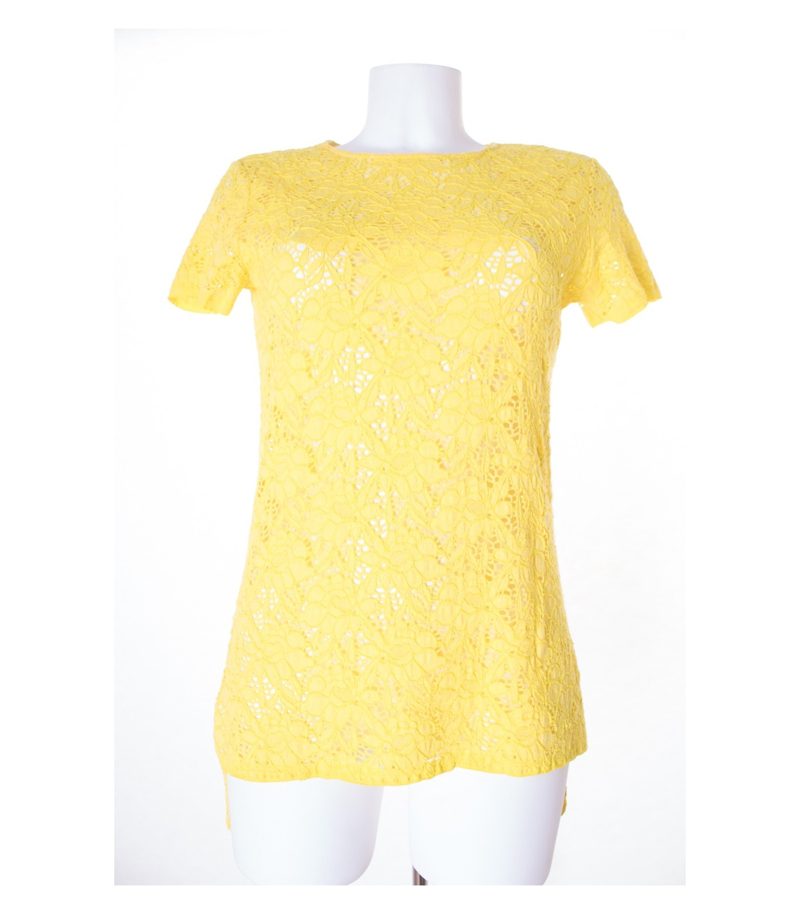 .normaluisa Damen T-shirt Bluse Spitzenshirt Lace Gr. DE 34 Gelb – Foto 1