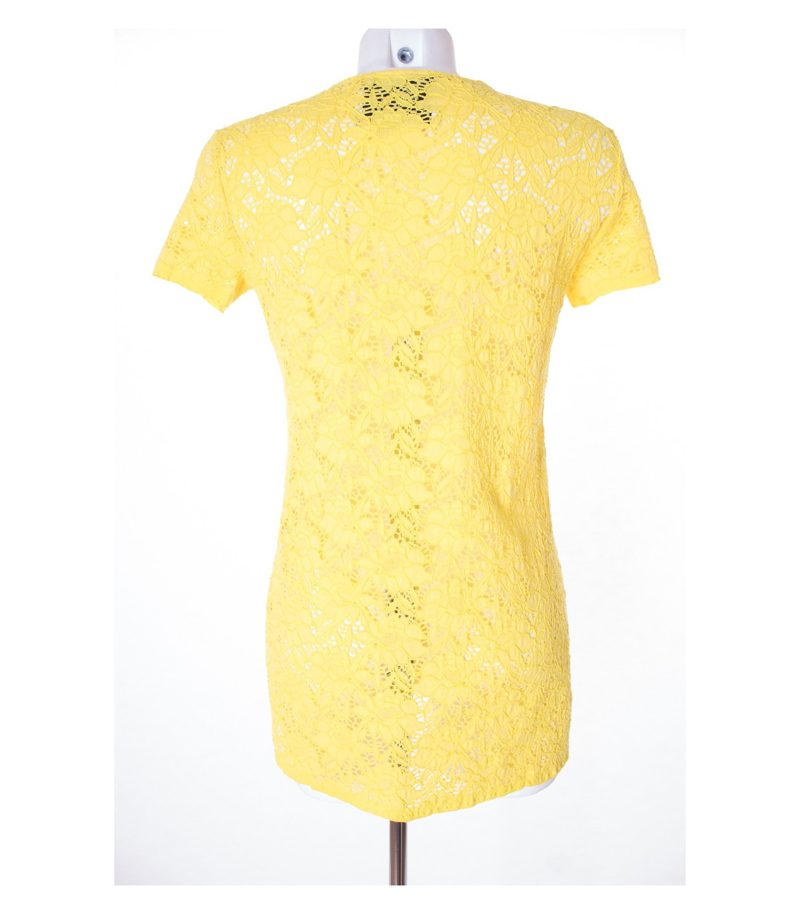 .normaluisa Damen T-shirt Bluse Spitzenshirt Lace Gr. DE 34 Gelb – Foto 3