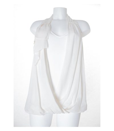 BCBGMAXAZRIA Damen Top Bluse Gr. M in Perlweiß Seide Modal