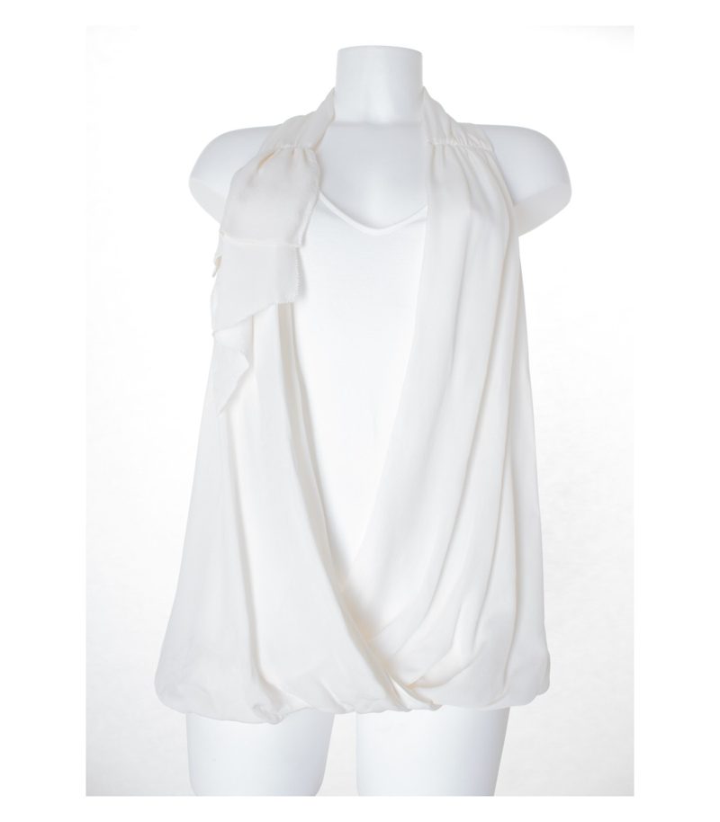 BCBGMAXAZRIA Damen Top Bluse Gr. M in Perlweiß Seide Modal – Foto 1