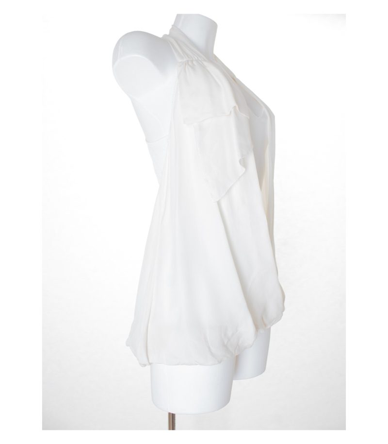 BCBGMAXAZRIA Damen Top Bluse Gr. M in Perlweiß Seide Modal – Foto 2