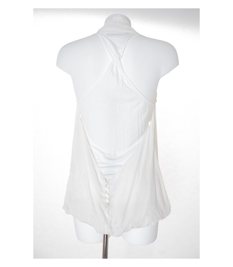 BCBGMAXAZRIA Damen Top Bluse Gr. M in Perlweiß Seide Modal – Foto 3