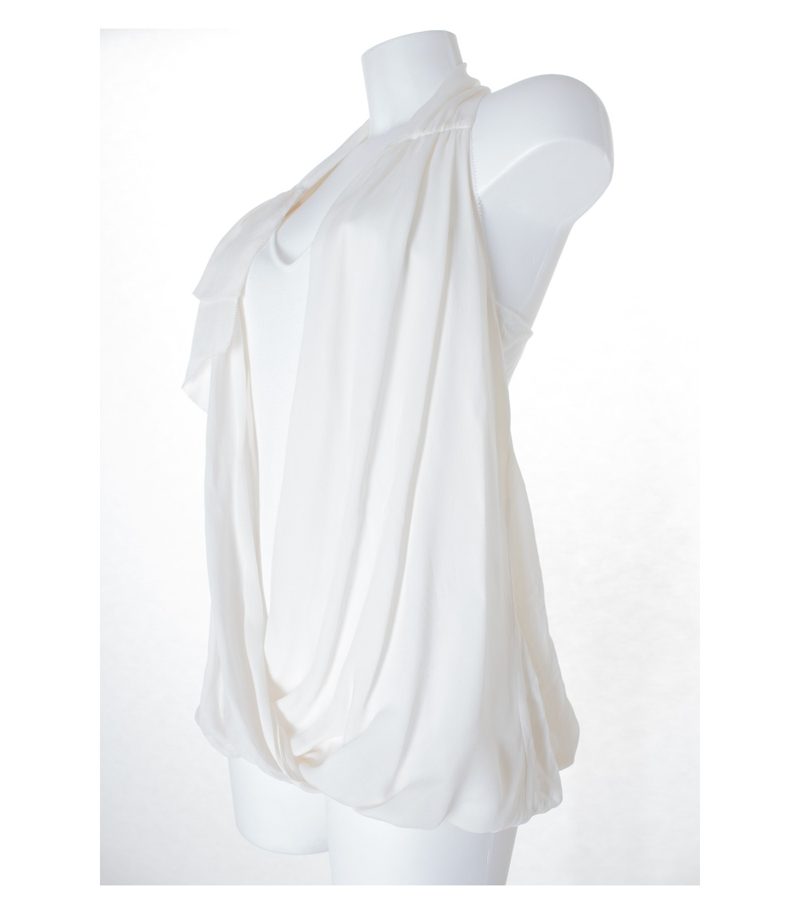 BCBGMAXAZRIA Damen Top Bluse Gr. M in Perlweiß Seide Modal – Foto 4