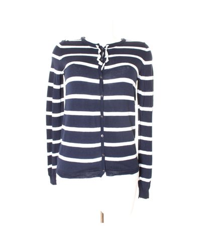 STEFANEL Damen Strickjacke Lace Gr. S Blau/weiß