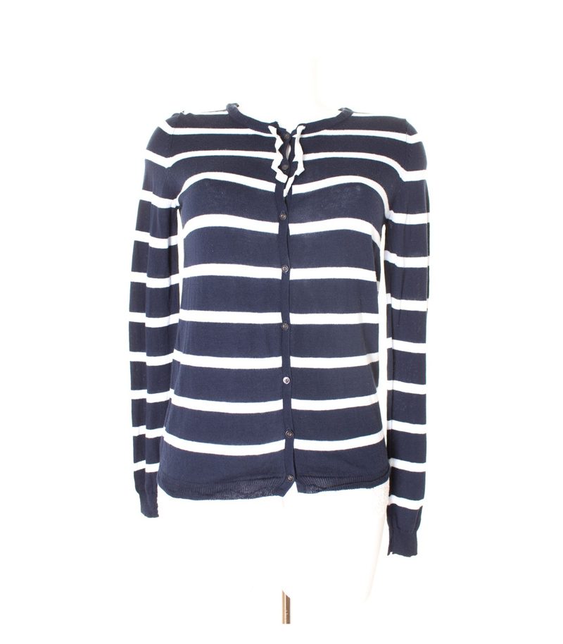 STEFANEL Damen Strickjacke Lace Gr. S Blau/weiß – Foto 1