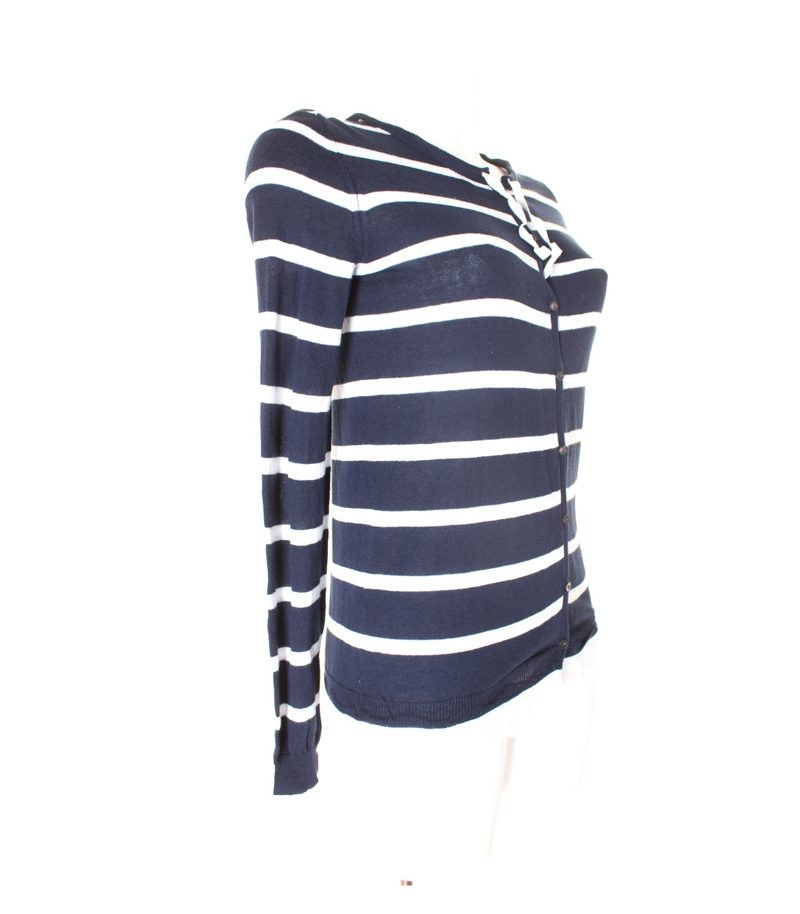 STEFANEL Damen Strickjacke Lace Gr. S Blau/weiß – Foto 4