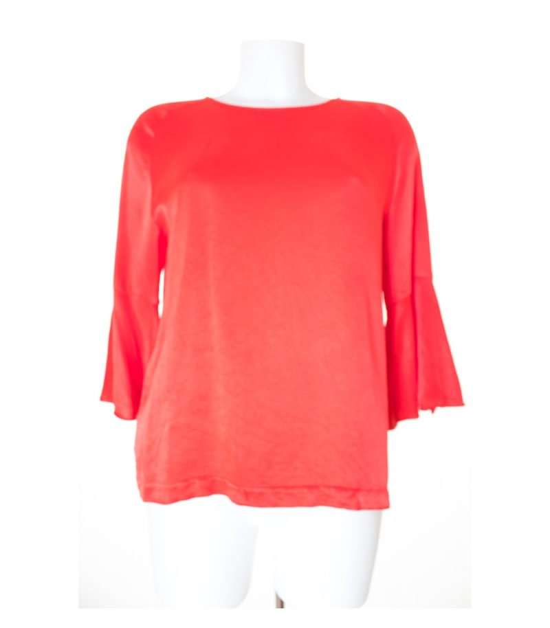 Massimo Dutti Damen Bluse Shirt Gr. L Rot Viskose Baumwolle – Foto 1