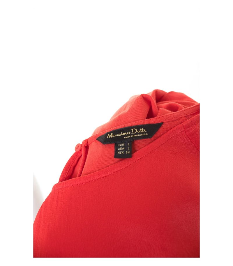 Massimo Dutti Damen Bluse Shirt Gr. L Rot Viskose Baumwolle – Foto 5