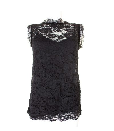 MIRALBA Damen Top Bluse Lace Gr. DE 38 Schwarz Viskose