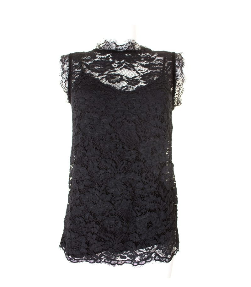 MIRALBA Damen Top Bluse Lace Gr. DE 38 Schwarz Viskose – Foto 1
