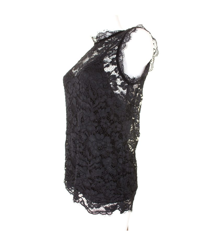 MIRALBA Damen Top Bluse Lace Gr. DE 38 Schwarz Viskose – Foto 2