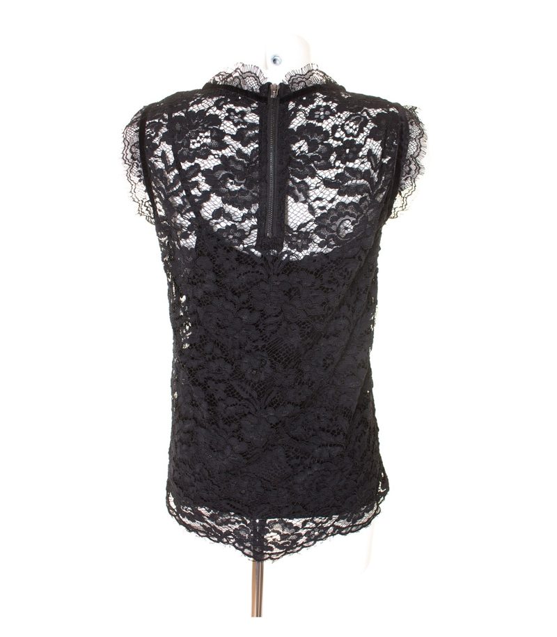 MIRALBA Damen Top Bluse Lace Gr. DE 38 Schwarz Viskose – Foto 3