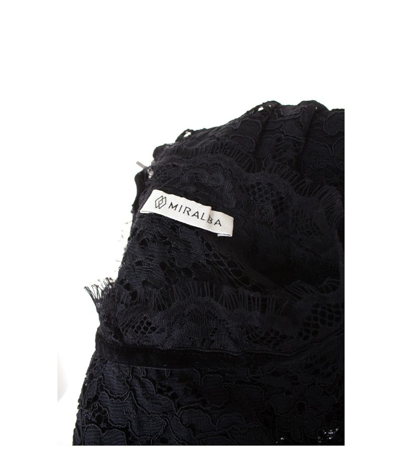 MIRALBA Damen Top Bluse Lace Gr. DE 38 Schwarz Viskose – Foto 5