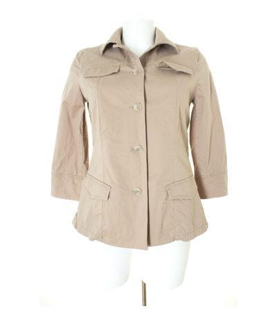 STEFANEL Damen Blazer Gr. DE 34 Beigegrau Baumwolle