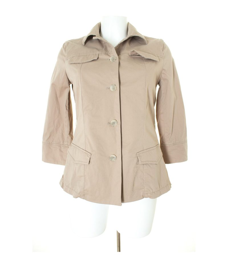 STEFANEL Damen Blazer Gr. DE 34 Beigegrau Baumwolle – Foto 1