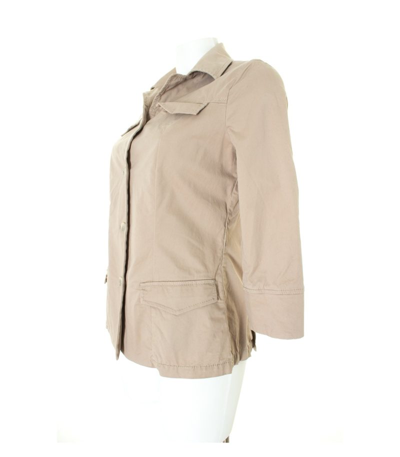 STEFANEL Damen Blazer Gr. DE 34 Beigegrau Baumwolle – Foto 2