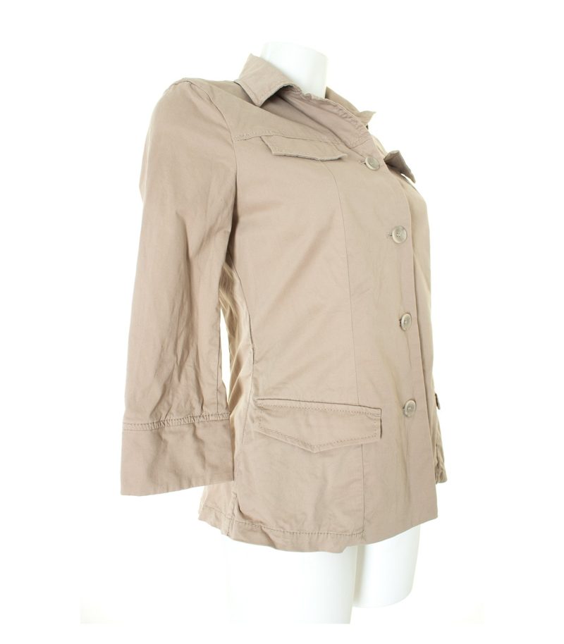 STEFANEL Damen Blazer Gr. DE 34 Beigegrau Baumwolle – Foto 4