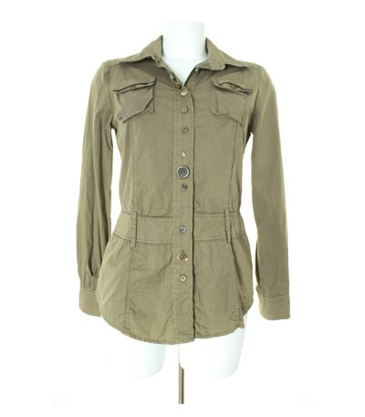 Bottega Damen Bluse Shirt Gr. M Khaki Baumwolle