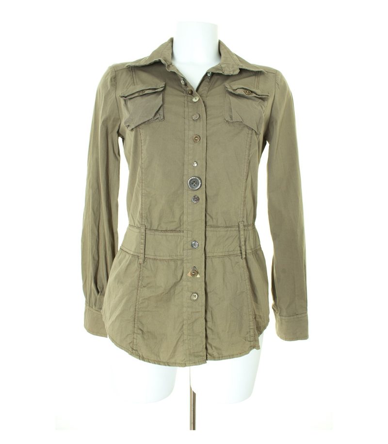 Bottega Damen Bluse Shirt Gr. M Khaki Baumwolle – Foto 1