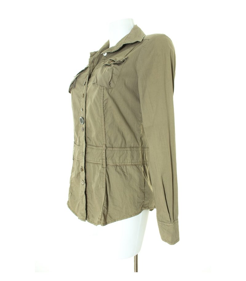Bottega Damen Bluse Shirt Gr. M Khaki Baumwolle – Foto 2