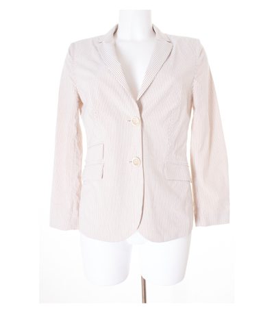 PIAZZA SEMPIONE Damen Blazer Gr. DE 36 Beige/Weiß Baumwolle Seide