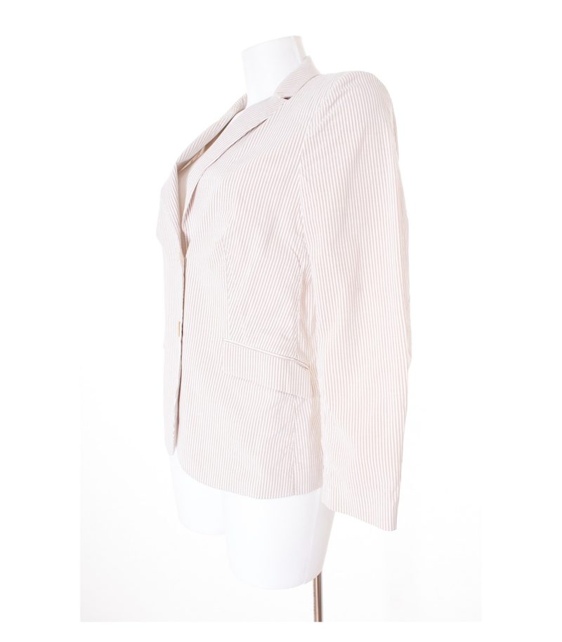 PIAZZA SEMPIONE Damen Blazer Gr. DE 36 Beige/Weiß Baumwolle Seide – Foto 2