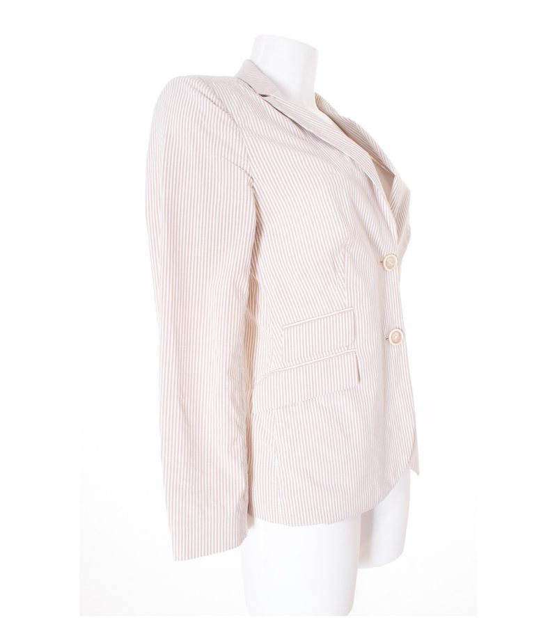 PIAZZA SEMPIONE Damen Blazer Gr. DE 36 Beige/Weiß Baumwolle Seide – Foto 4