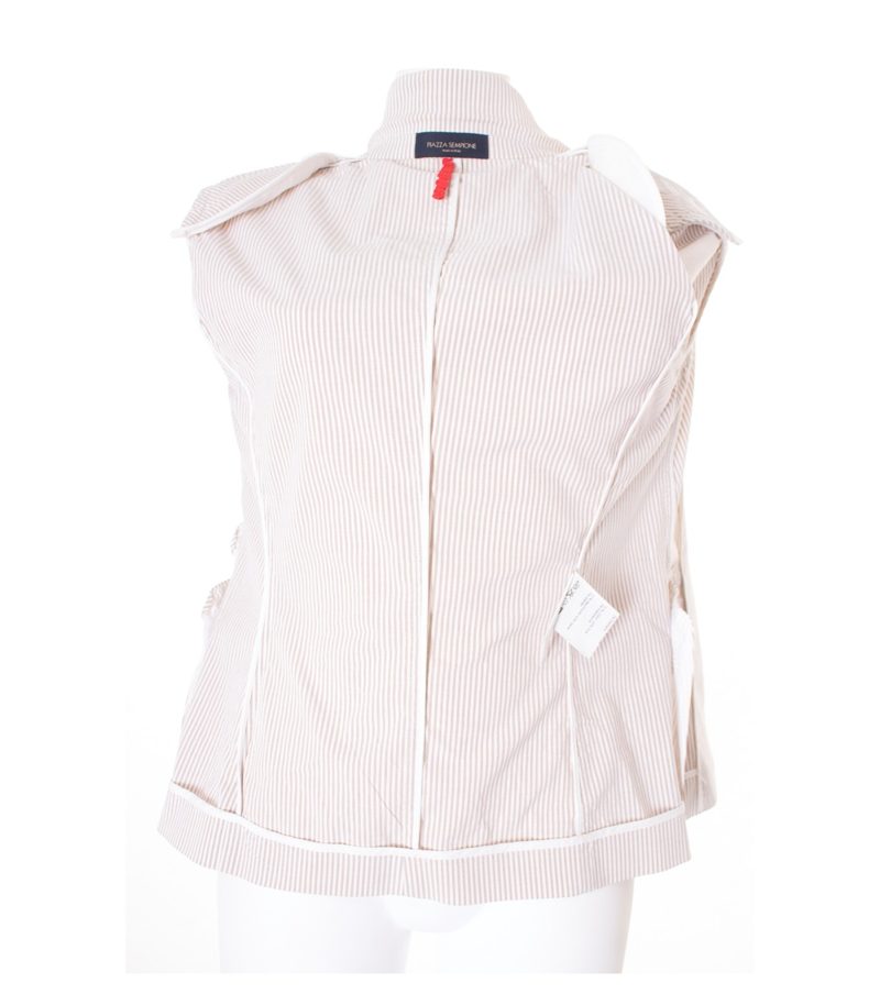 PIAZZA SEMPIONE Damen Blazer Gr. DE 36 Beige/Weiß Baumwolle Seide – Foto 5
