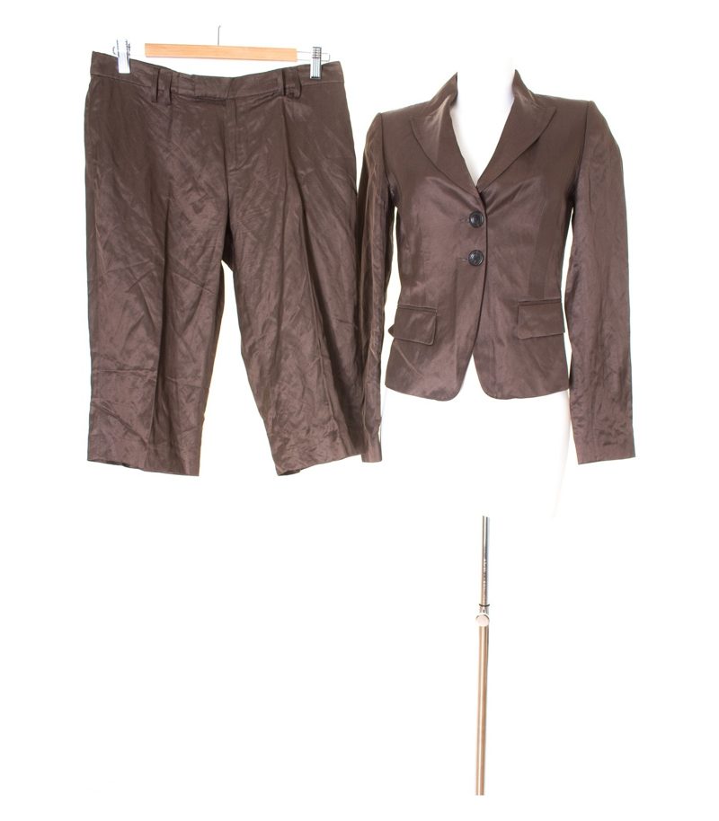 WE Damen Hosenanzug Blazer Shorts kurze Hose Gr. DE 36 Braun Viskose Wolle – Foto 1