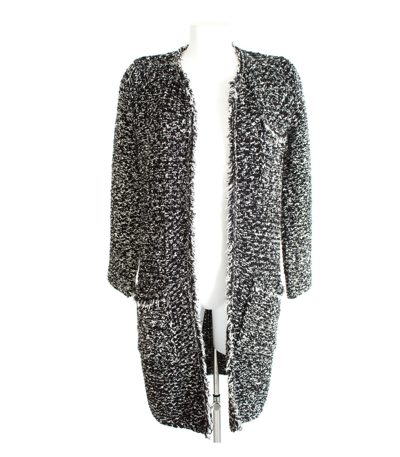 ZARA Damen Strickmantel Mantel Gr. S Schwarz/Weiß KNIT Baumwolle