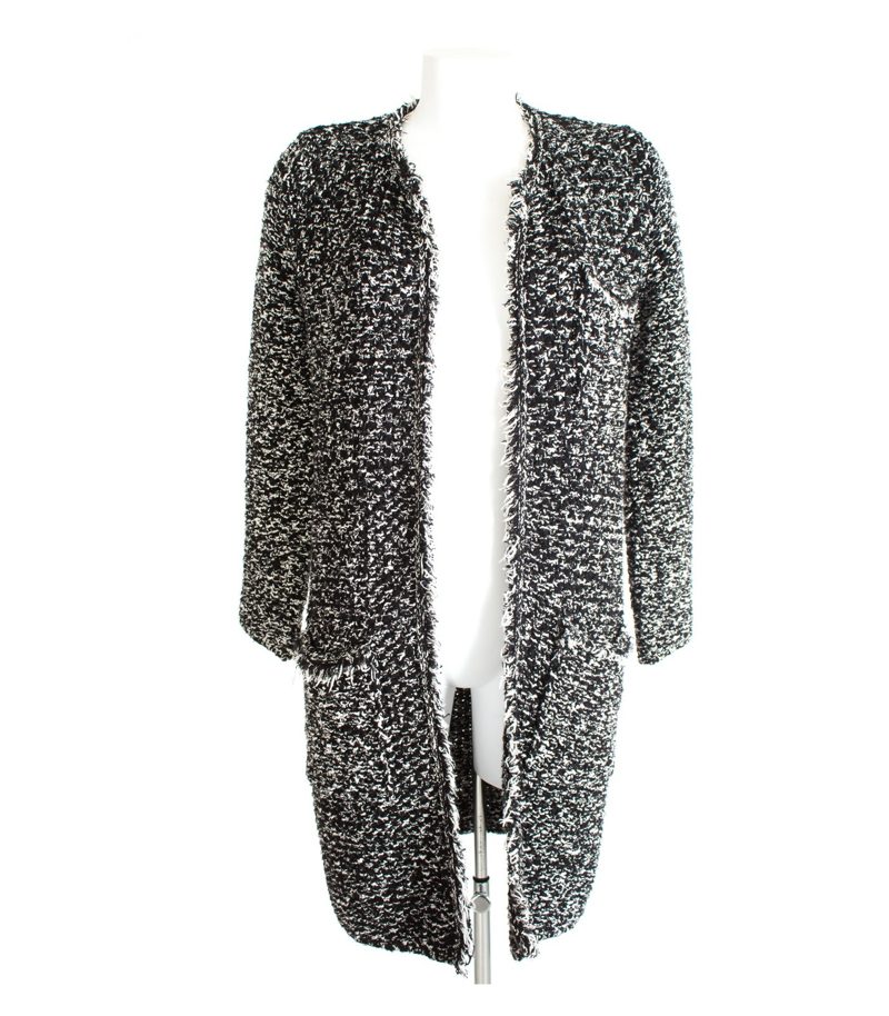 ZARA Damen Strickmantel Mantel Gr. S Schwarz/Weiß KNIT Baumwolle – Foto 1