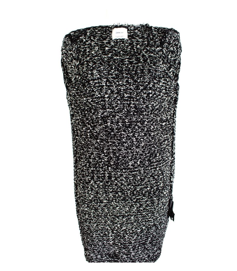 ZARA Damen Strickmantel Mantel Gr. S Schwarz/Weiß KNIT Baumwolle – Foto 4