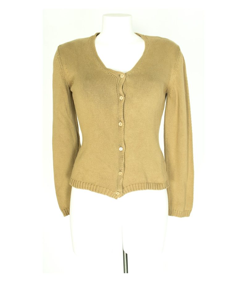 SCHUMACHER Damen Twinset Strickjacke Top Gr. XS Khaki Baumwolle – Foto 1