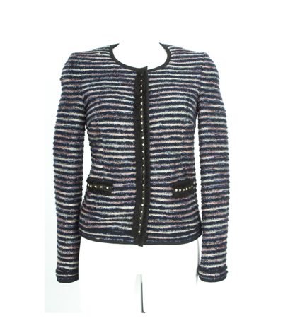 ATOS LOMBARDINI Damen Blazer Gr. DE 38 Mehrfarbig Wolle Leder