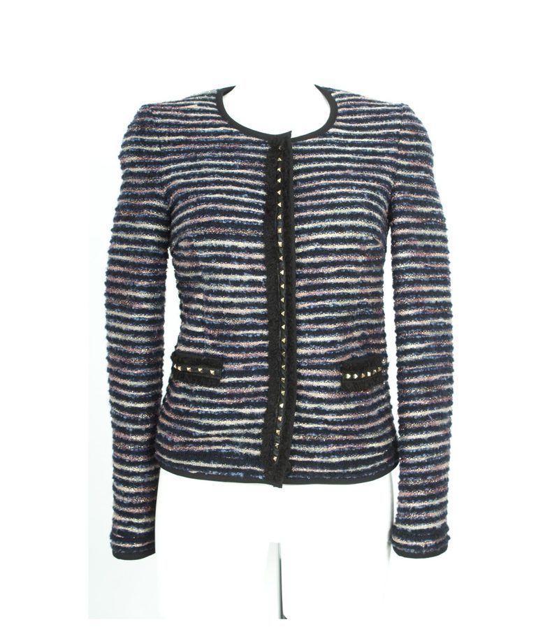 ATOS LOMBARDINI Damen Blazer Gr. DE 38 Mehrfarbig Wolle Leder – Foto 1