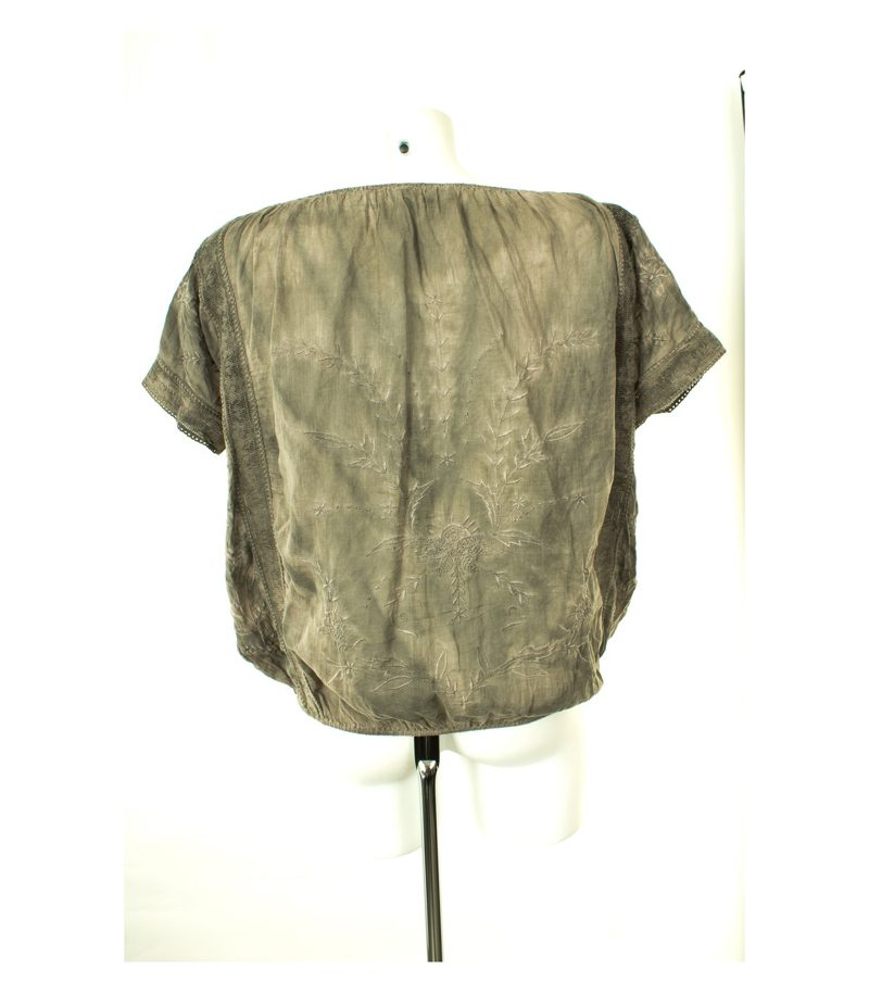 Dtlm REPEAT Damen Bluse Tunika Lace Gr. DE 38 Grau/Beige Baumwolle – Foto 3