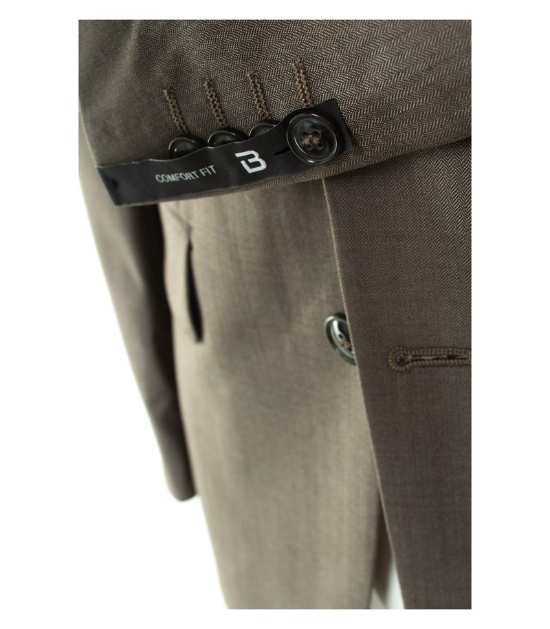 BARUTTI Herren Anzug Sakko Hose COMFORT FIT Gr. 90 Braungrau Wolle NEU – Foto 3