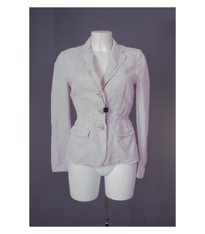 WEEKEND MaxMara Damen Blazer Gr. DE 38 in Beigeweiß Leinen