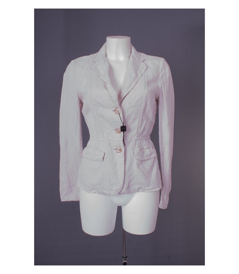 WEEKEND MaxMara Damen Blazer Gr. DE 38 in Beigeweiß Leinen – Foto 1