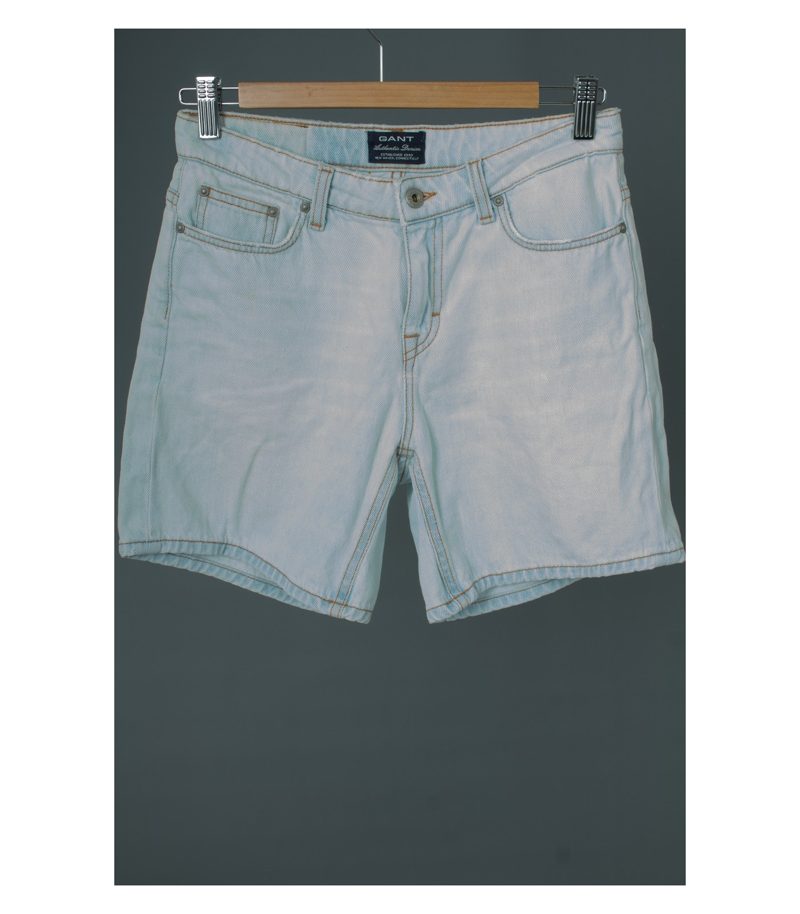 GANT Damen Shorts Kurzhose Jeans Gr. W25 in Weißblau Baumwolle – Foto 1