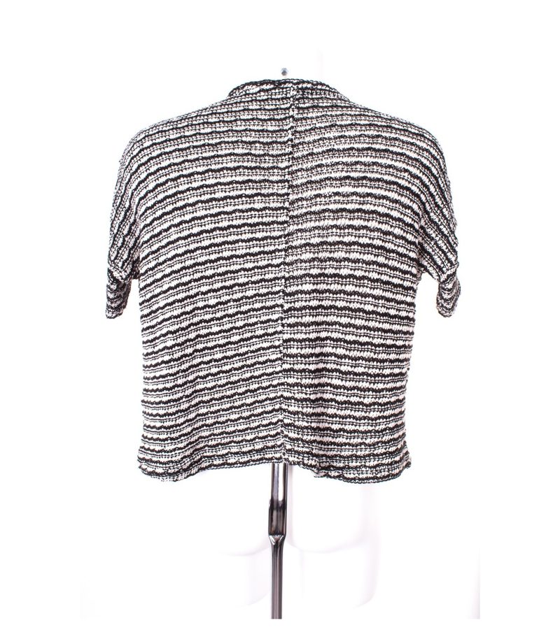 ZARA Damen trafaluc Pullover Lagenlook Kurzarm Gr. M Schwarz/Weiß Baumwolle – Foto 2