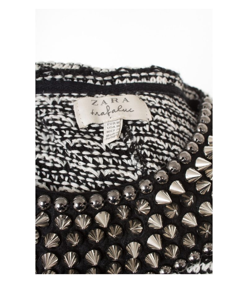 ZARA Damen trafaluc Pullover Lagenlook Kurzarm Gr. M Schwarz/Weiß Baumwolle – Foto 3