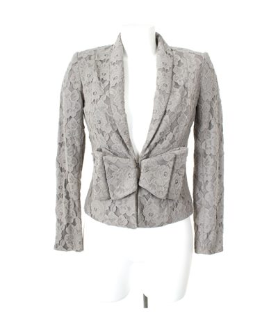 H&M Damen Blazer Lace Spitzenblazer Gr. DE 36 Grau Baumwolle