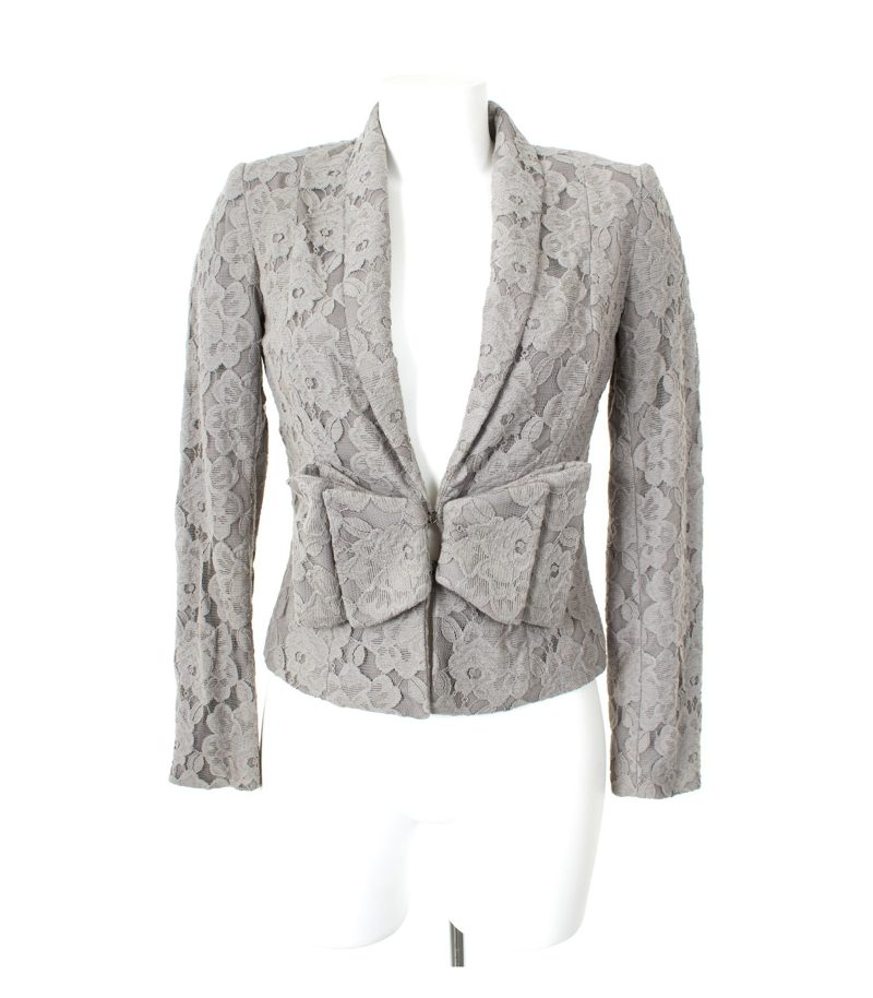H&M Damen Blazer Lace Spitzenblazer Gr. DE 36 Grau Baumwolle – Foto 1