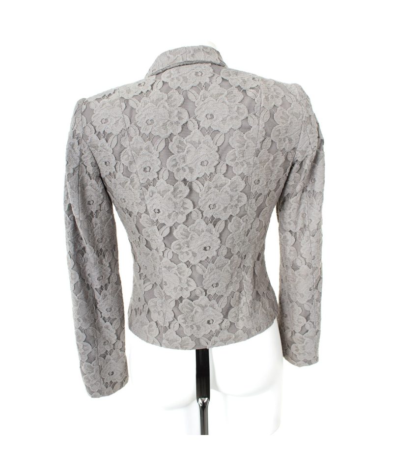 H&M Damen Blazer Lace Spitzenblazer Gr. DE 36 Grau Baumwolle – Foto 3