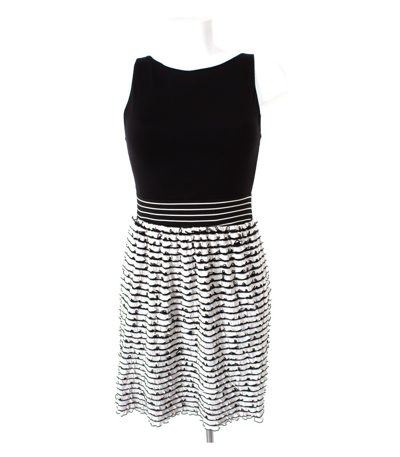 ZARA Damen BASIC Kleid Minikleid Gr. S Weiß/Schwarz Viskose